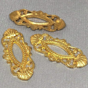 2 Vintage Solid Ornate Brass Metal Findings