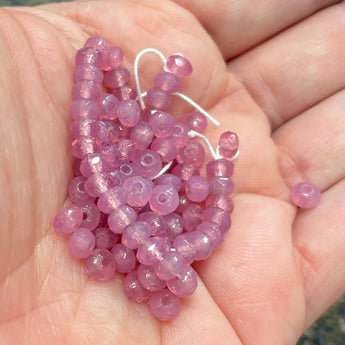 100 Rosaline Opal Pink Czech Faceted Rondelle Glass Beads