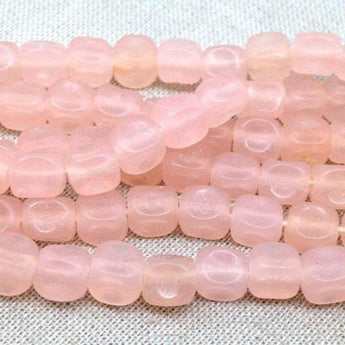 25 Vintage Peach Pink Indented Cube Glass Beads