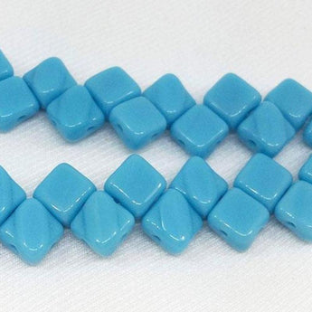 40 Turquoise Blue Czech Two Hole Glass Beads