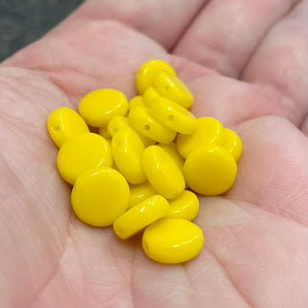 25 Vintage Yellow Coin Glass Beads