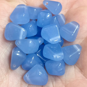 20 Vintage Czech Blue Opal Triangle Briolette Glass Beads #8823