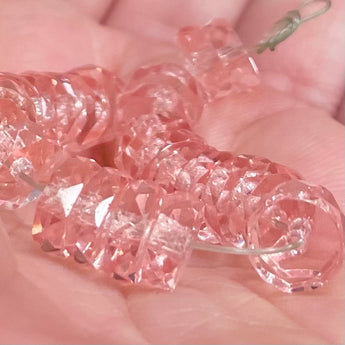 25 Vintage Pink Crystal Faceted Rondelle Glass Beads #9616