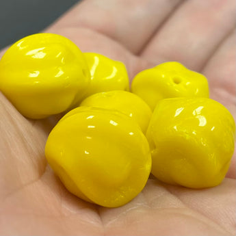 6 Vintage Yellow Czech Baroque Glass Beads