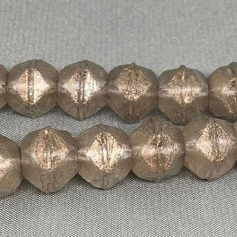 25 Matte Gray Bronze Czech English Cut Glass Beads