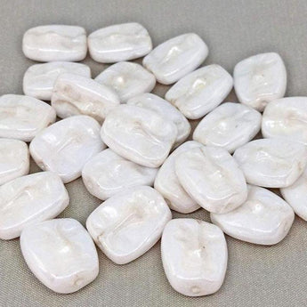 12 Luster Ivory Czech Face Glass Beads