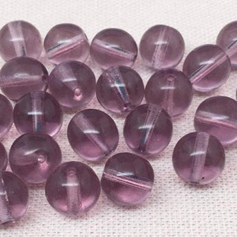 25 Vintage Light Purple Czech Round Glass Beads