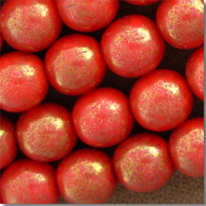 20 Vintage Red Bronze Luster Round Glass Beads #6084