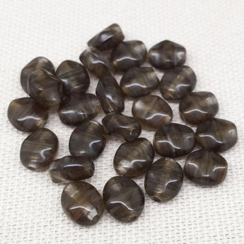 25 Vintage Creamy Brown Czech Oval Glass Beads