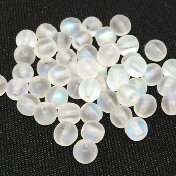 100 AB Matte Clear Round Czech Glass Beads