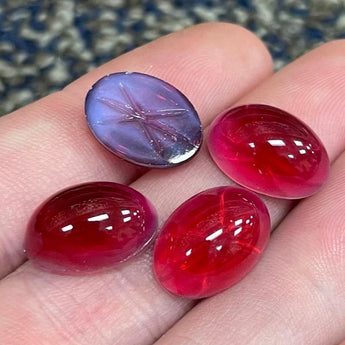 4 Vintage Pink German Oval Glass Cabochons