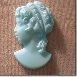 1 Vintage Blue Cameo Glass Cabochon #8178