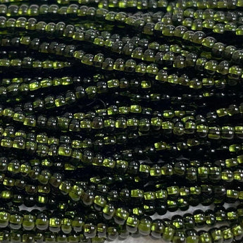 1 Hank Silver Lined Dark Olivine Green Czech Glass Seed Beads