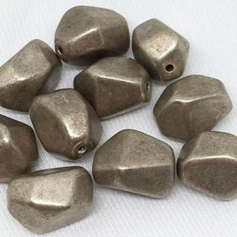 10 Vintage Silver Lucite Nugget Beads