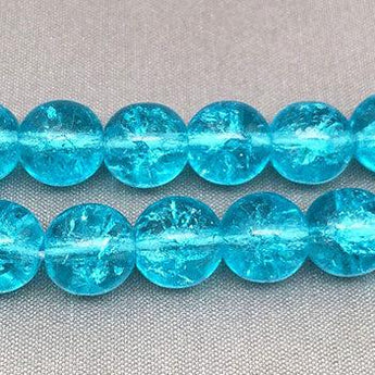 25 Vintage Aqua Turquoise Crackle Glass Beads 8mm