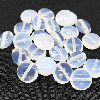 25 Opalescent White Czech Coin Glass Beads 11mm