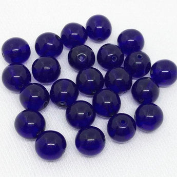 25 Cobalt Blue Czech Round Glass Beads