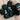 10 Vintage Flat Black Oval Glass Beads #7008