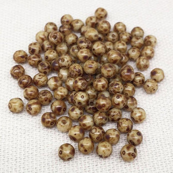 100 Golden Brown Picasso Czech Round Glass Beads