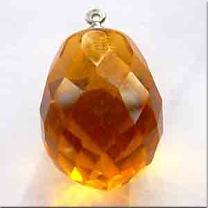 1 Old Vintage Czech Topaz Faceted Glass Pendnat