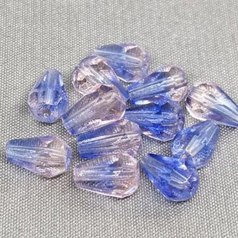 12 Vintage Pink Blue Givre German Glass Beads Faceted Cones