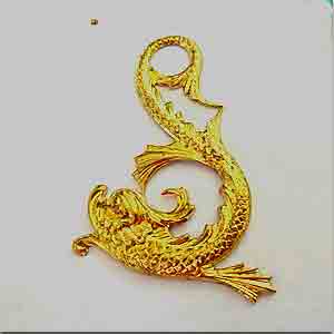 1 Vintage Golden Sea Serpent Metal Stamping