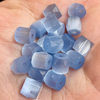 20 Vintage Blue Silk Satin Glass Beads #4628