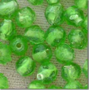 50 Vintage Light Green Baroque Glass Beads. #4931