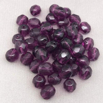 50 Translucent Purple Czech Faceted Glass Beads