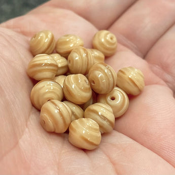 20 Vintage Creamy Beige Baroque Glass Beads #8131