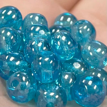 50 Vintage Luster Aqua Czech Round Glass Beads