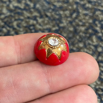 1 Vintage Red Rhinestone Round Glass Cabochon #6001