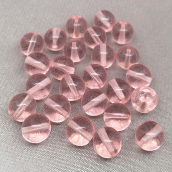 25 Translucent Pink Czech Round Glass Beads