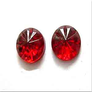 6 Vintage Red Domed Glass Cabochons #8534