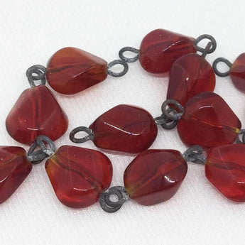 4 Vintage Linked Fire Red Japan Glass Beads