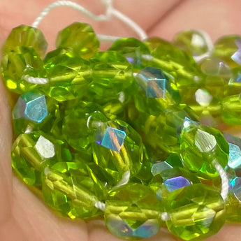 50 AB Green Fire Polished Glass Beads