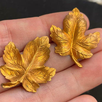 4 Vintage Brass Leaf Metal Stampings