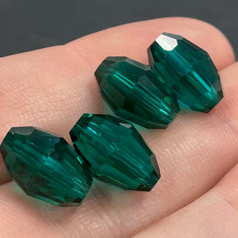 4 Vintage Emerald Swarovski Oval Crystal Beads