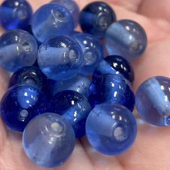 20 Vintage Mixed Sapphire Round Glass Beads