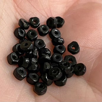 150 Tiny Faceted Black Rondelle Glass Beads