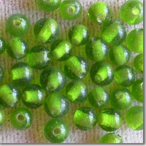 100 Vintage Transparent Green Round Glass Beads