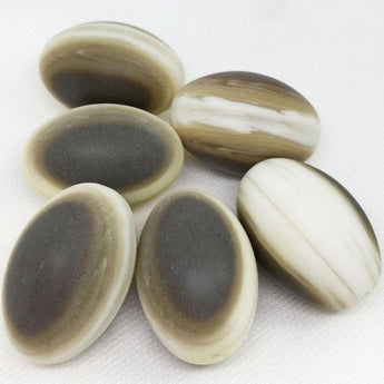 4 Vintage Matte Ivory Brown Oval Lucite Beads 26mm