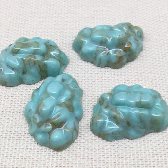 1 Vintage Handmade Turquoise Nugget Japan Glass Cabochon