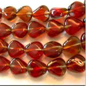 8 Vintage German Ruby Gray Givre Glass Beads #9116