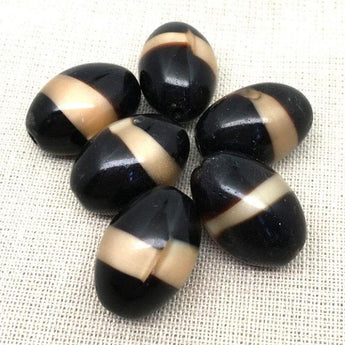 8 Vintage Dark Brown Caramel Oval Glass Beads