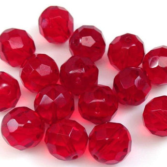 20 Siam Red Czech Faceted Glass Beads