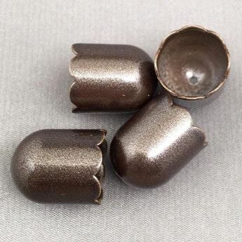 4 Vintage Metallic Brown French Metal Bead Caps