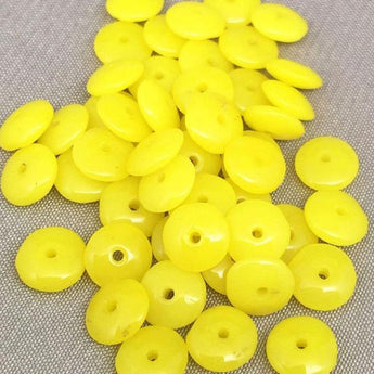 50 Vintage Yellow Czech Rondelle Disc Rondelle Glass Beads