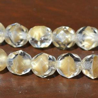 12 Vintage Tan Clear Givre German Glass Beads