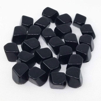 25 Vintage Black Diamond Glass Beads